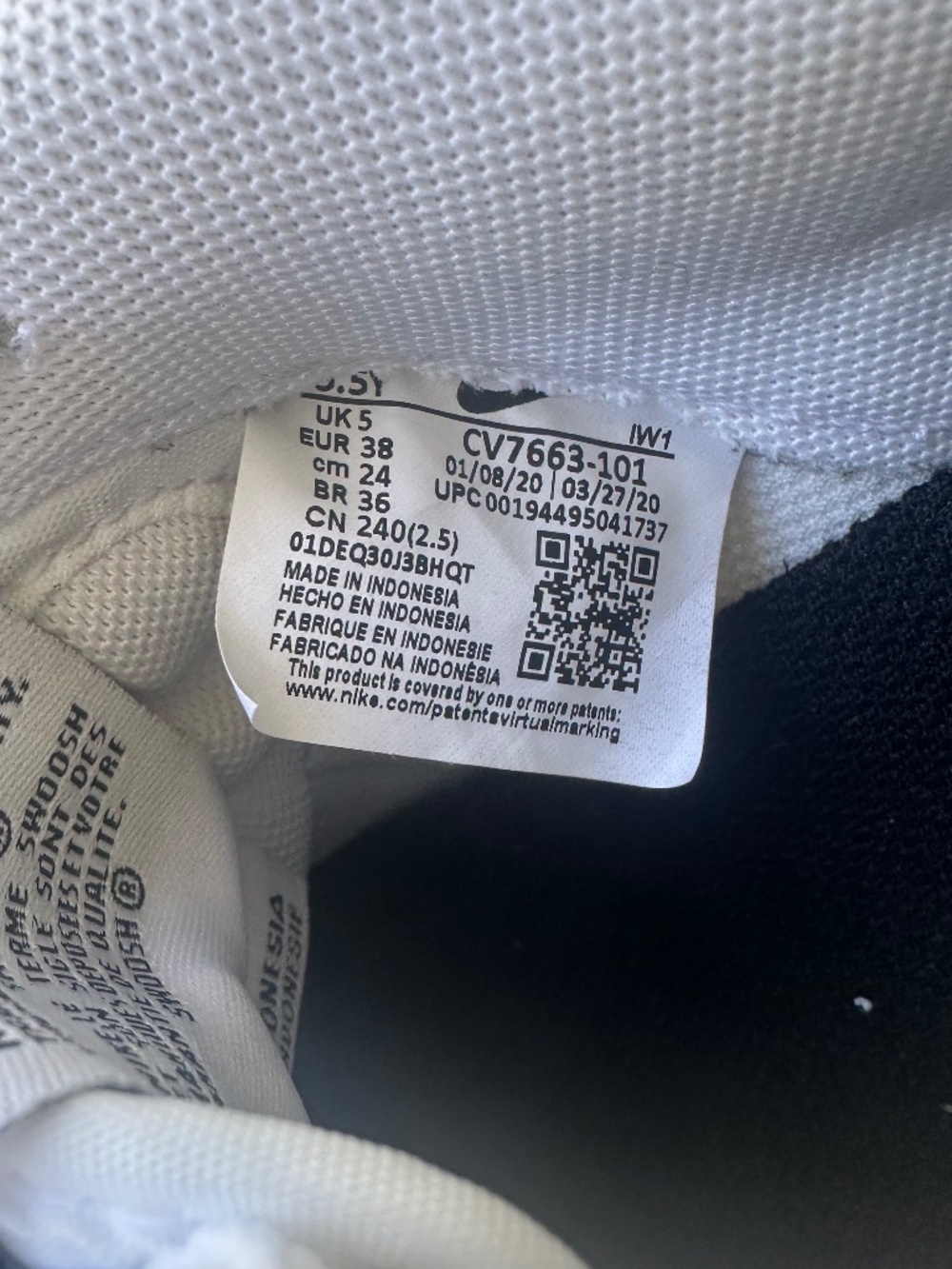 Nike Air Force 1 Low White/Black Sole Sneakers, Woman's Size 7 - Picture 9 of 14